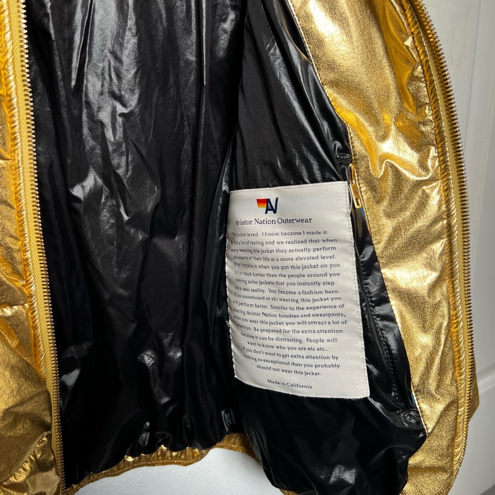 Aviator Nation Metallic Gold Puffer Jacket - Picture 11 of 13
